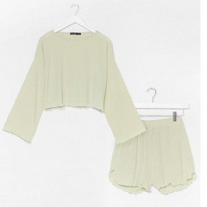 Nasty Gal Sage Pajama Shorts Set